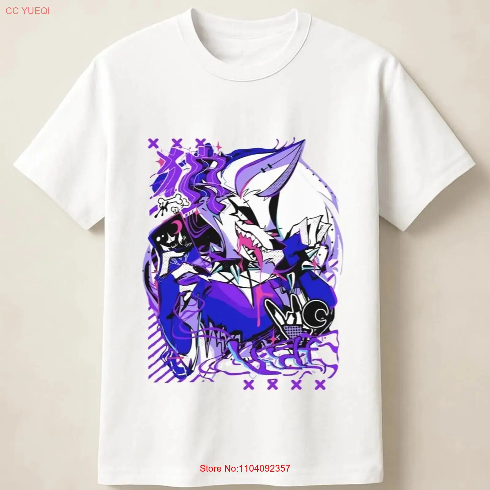 Purple Anime Wolf in Graffiti  - Anime Merchandise Men ulasan dan harga